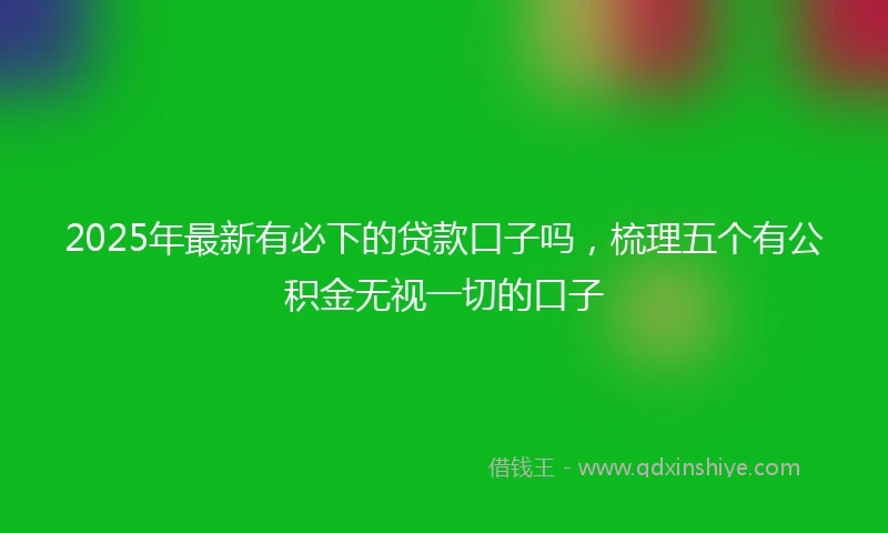 2025年最新有必下的贷款口子吗，梳理五个有公积金无视一切的口子