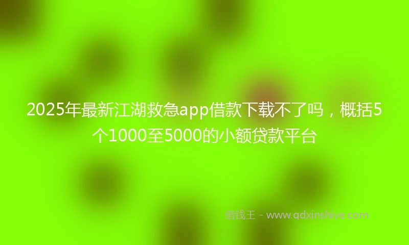 2025年最新江湖救急app借款下载不了吗，概括5个1000至5000的小额贷款平台