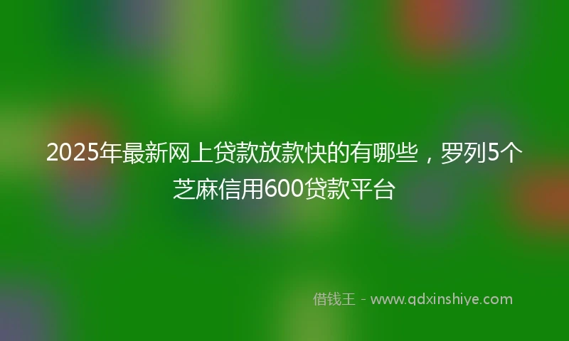 2025年最新网上贷款放款快的有哪些，罗列5个芝麻信用600贷款平台
