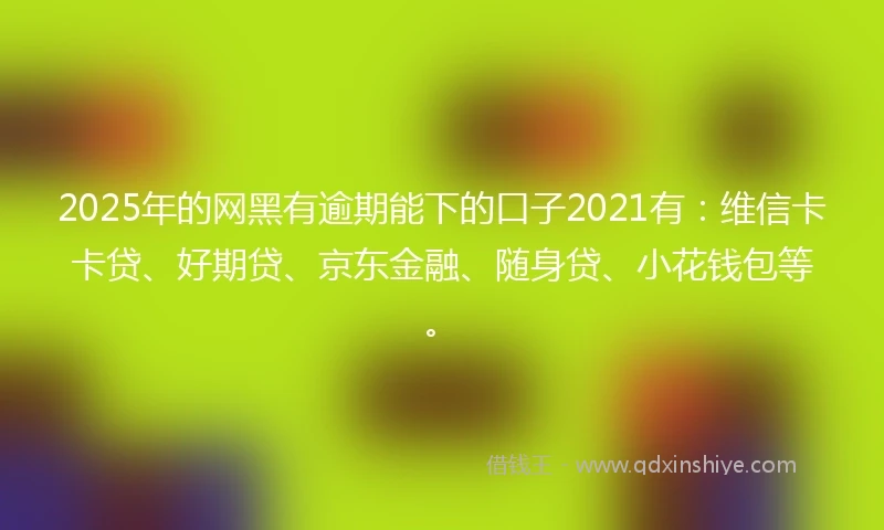 2025年的网黑有逾期能下的口子2021有：维信卡卡贷、好期贷、京东金融、随身贷、小花钱包等。
