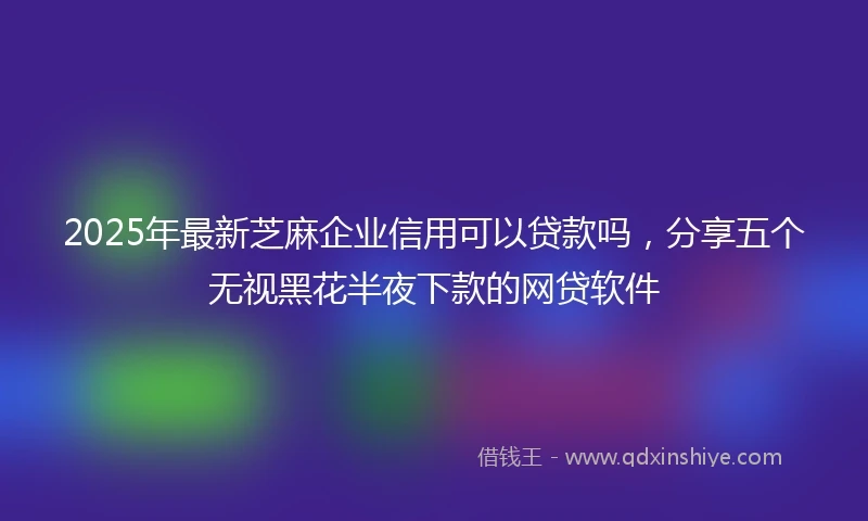 2025年最新芝麻企业信用可以贷款吗，分享五个无视黑花半夜下款的网贷软件