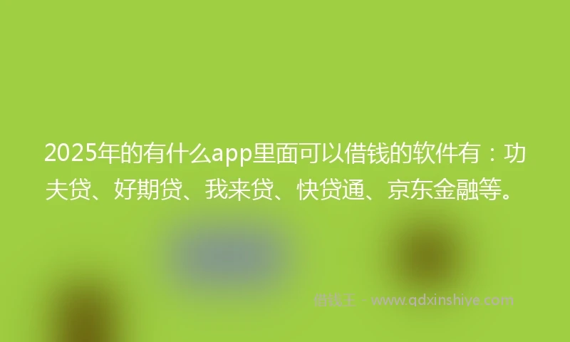 2025年的有什么app里面可以借钱的软件有:功夫贷、好期贷、我来贷、快贷通、京东金融等。