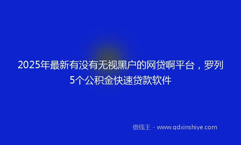 2025年最新有没有无视黑户的网贷啊平台，罗列5个公积金快速贷款软件