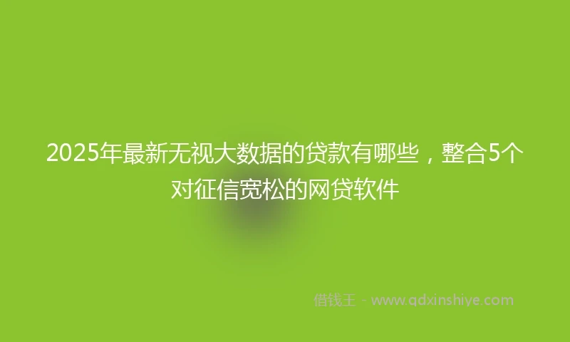 2025年最新无视大数据的贷款有哪些，整合5个对征信宽松的网贷软件