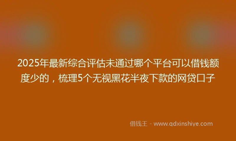 2025年最新综合评估未通过哪个平台可以借钱额度少的，梳理5个无视黑花半夜下款的网贷口子