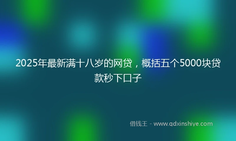2025年最新满十八岁的网贷，概括五个5000块贷款秒下口子