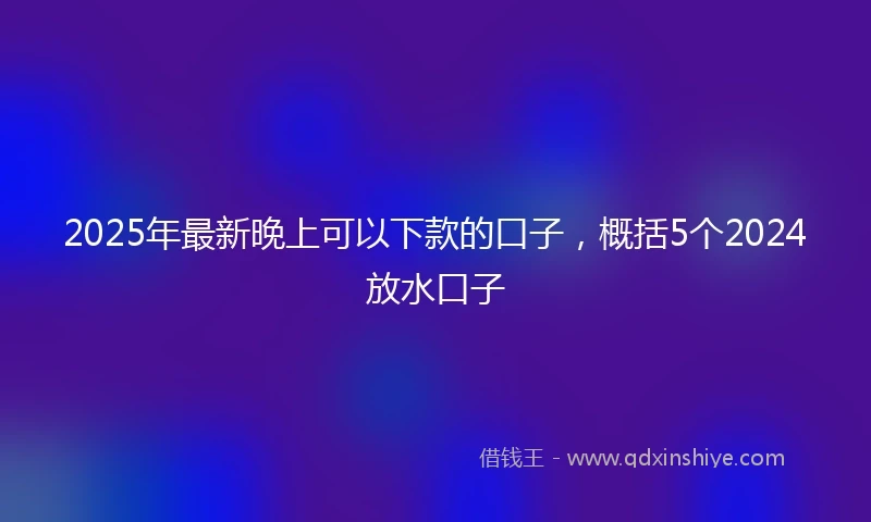 2025年最新晚上可以下款的口子，概括5个2024放水口子