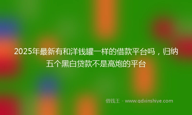 2025年最新有和洋钱罐一样的借款平台吗，归纳五个黑白贷款不是高炮的平台