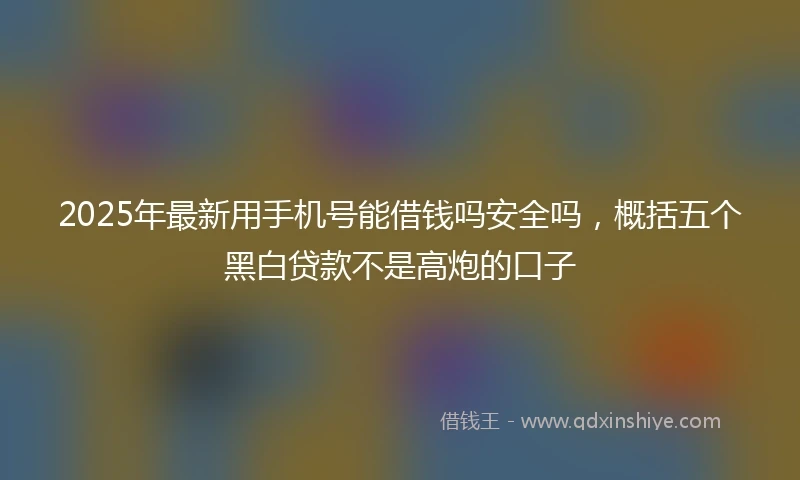 2025年最新用手机号能借钱吗安全吗，概括五个黑白贷款不是高炮的口子