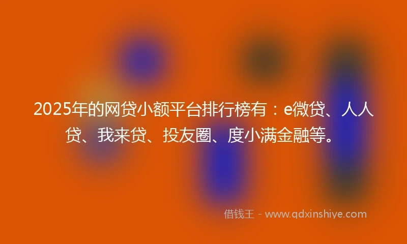 2025年的网贷小额平台排行榜有：e微贷、人人贷、我来贷、投友圈、度小满金融等。