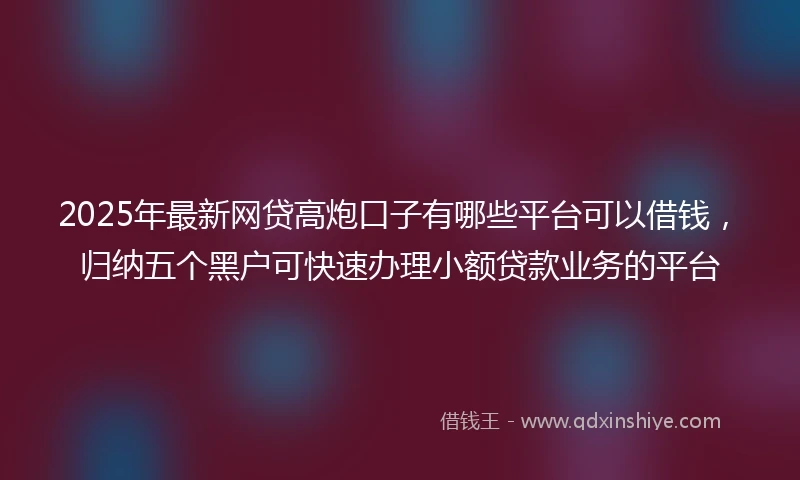 2025年最新网贷高炮口子有哪些平台可以借钱，归纳五个黑户可快速办理小额贷款业务的平台