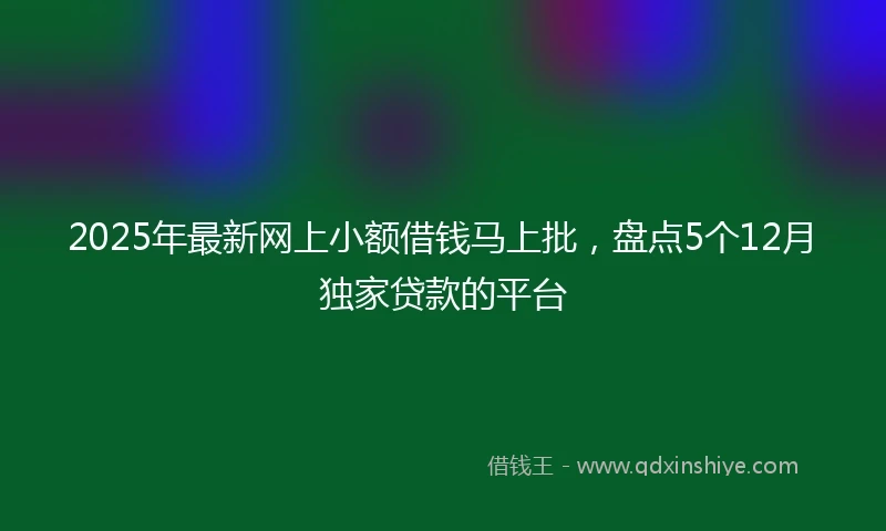 2025年最新网上小额借钱马上批，盘点5个12月独家贷款的平台