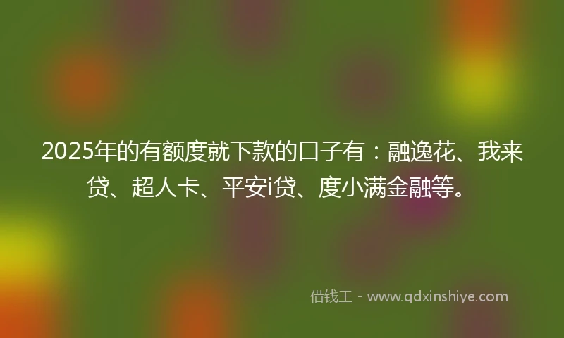 2025年的有额度就下款的口子有：融逸花、我来贷、超人卡、平安i贷、度小满金融等。
