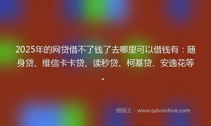 2025年的网贷借不了钱了去哪里可以借钱有：随身贷、维信卡卡贷、读秒贷、柯基贷、安逸花等。