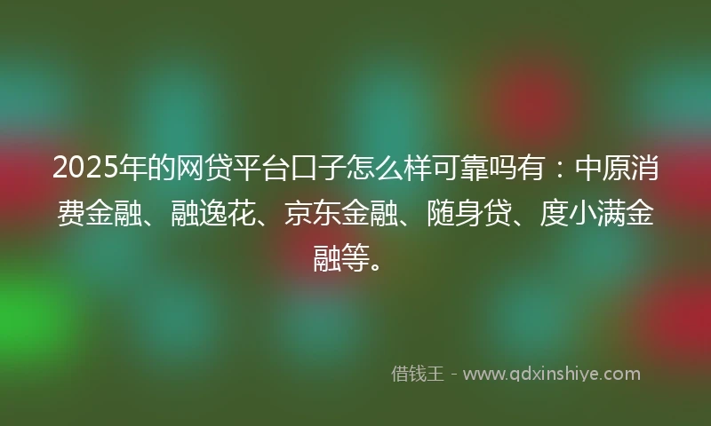 2025年的网贷平台口子怎么样可靠吗有：中原消费金融、融逸花、京东金融、随身贷、度小满金融等。