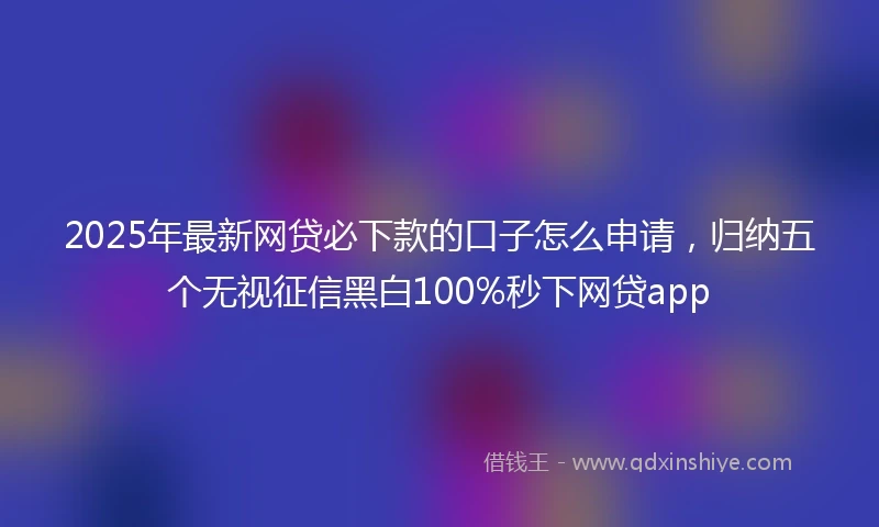 2025年最新网贷必下款的口子怎么申请，归纳五个无视征信黑白100%秒下网贷app