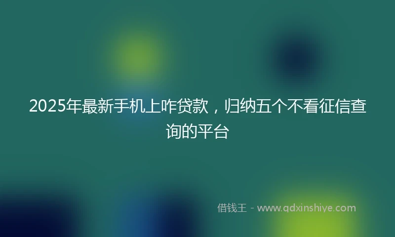 2025年最新手机上咋贷款，归纳五个不看征信查询的平台