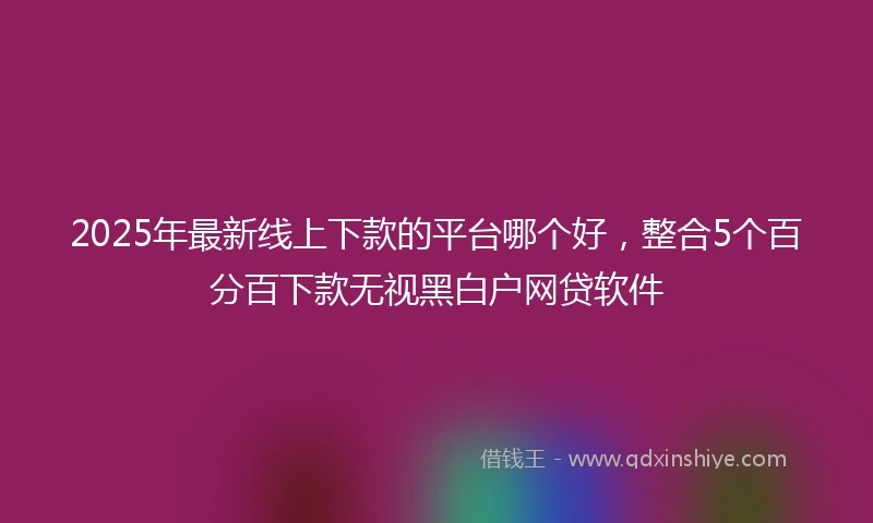 2025年最新线上下款的平台哪个好，整合5个百分百下款无视黑白户网贷软件