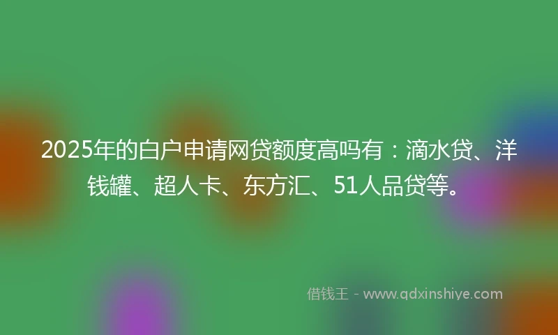 2025年的白户申请网贷额度高吗有：滴水贷、洋钱罐、超人卡、东方汇、51人品贷等。