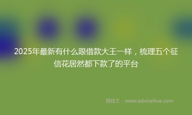 2025年最新有什么跟借款大王一样，梳理五个征信花居然都下款了的平台