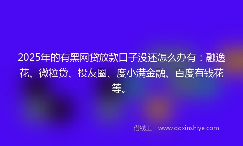 2025年的有黑网贷放款口子没还怎么办有：融逸花、微粒贷、投友圈、度小满金融、百度有钱花等。