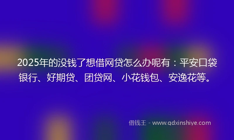 2025年的没钱了想借网贷怎么办呢有：平安口袋银行、好期贷、团贷网、小花钱包、安逸花等。