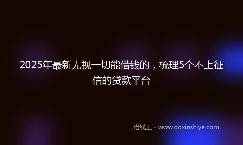 2025年最新无视一切能借钱的，梳理5个不上征信的贷款平台