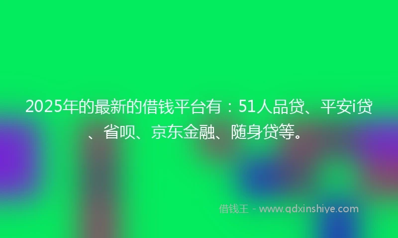 2025年的最新的借钱平台有：51人品贷、平安i贷、省呗、京东金融、随身贷等。