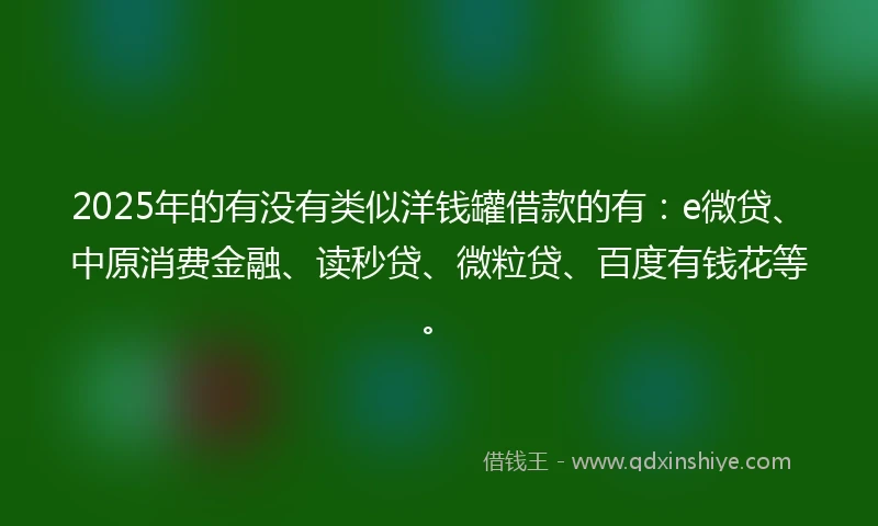 2025年的有没有类似洋钱罐借款的有：e微贷、中原消费金融、读秒贷、微粒贷、百度有钱花等。
