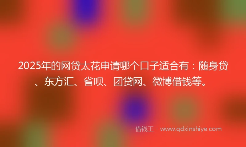2025年的网贷太花申请哪个口子适合有：随身贷、东方汇、省呗、团贷网、微博借钱等。