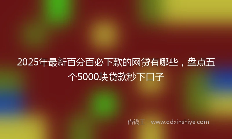 2025年最新百分百必下款的网贷有哪些，盘点五个5000块贷款秒下口子