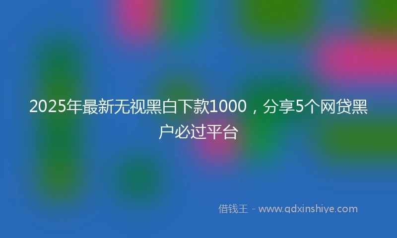 2025年最新无视黑白下款1000，分享5个网贷黑户必过平台