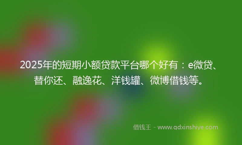 2025年的短期小额贷款平台哪个好有：e微贷、替你还、融逸花、洋钱罐、微博借钱等。
