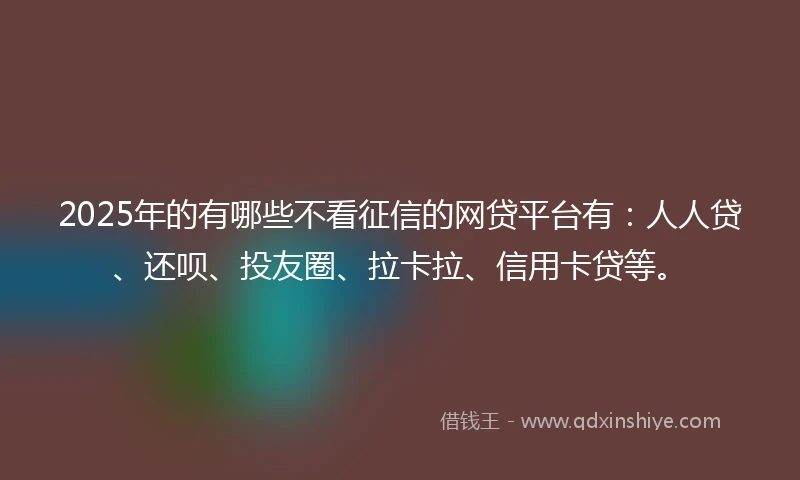 2025年的有哪些不看征信的网贷平台有：人人贷、还呗、投友圈、拉卡拉、信用卡贷等。