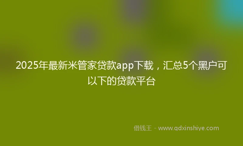 2025年最新米管家贷款app下载，汇总5个黑户可以下的贷款平台