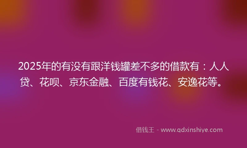 2025年的有没有跟洋钱罐差不多的借款有：人人贷、花呗、京东金融、百度有钱花、安逸花等。