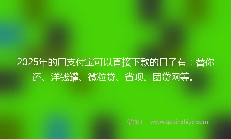 2025年的用支付宝可以直接下款的口子有：替你还、洋钱罐、微粒贷、省呗、团贷网等。