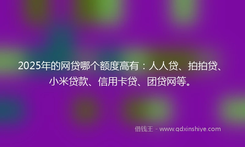 2025年的网贷哪个额度高有：人人贷、拍拍贷、小米贷款、信用卡贷、团贷网等。
