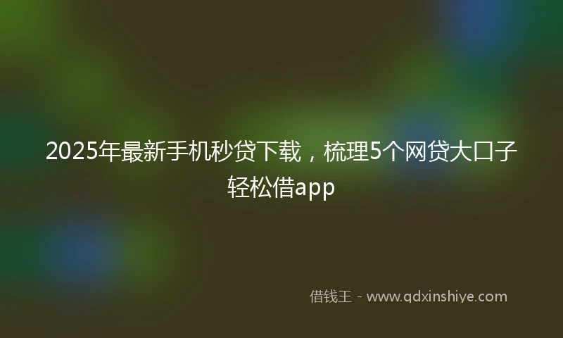 2025年最新手机秒贷下载，梳理5个网贷大口子轻松借app