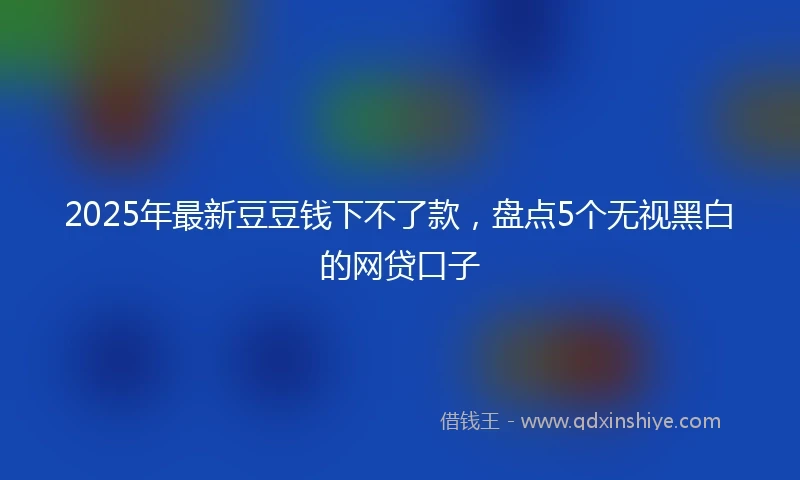2025年最新豆豆钱下不了款，盘点5个无视黑白的网贷口子