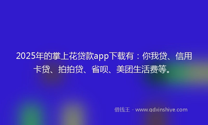 2025年的掌上花贷款app下载有：你我贷、信用卡贷、拍拍贷、省呗、美团生活费等。
