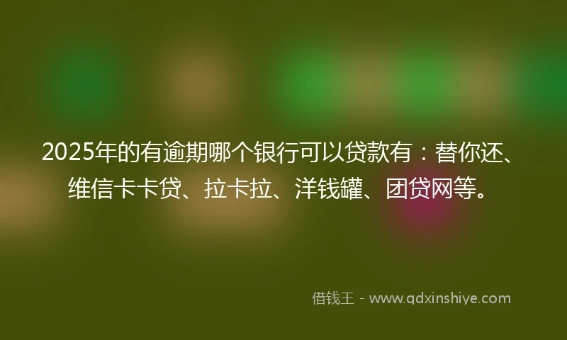 2025年的有逾期哪个银行可以贷款有：替你还、维信卡卡贷、拉卡拉、洋钱罐、团贷网等。