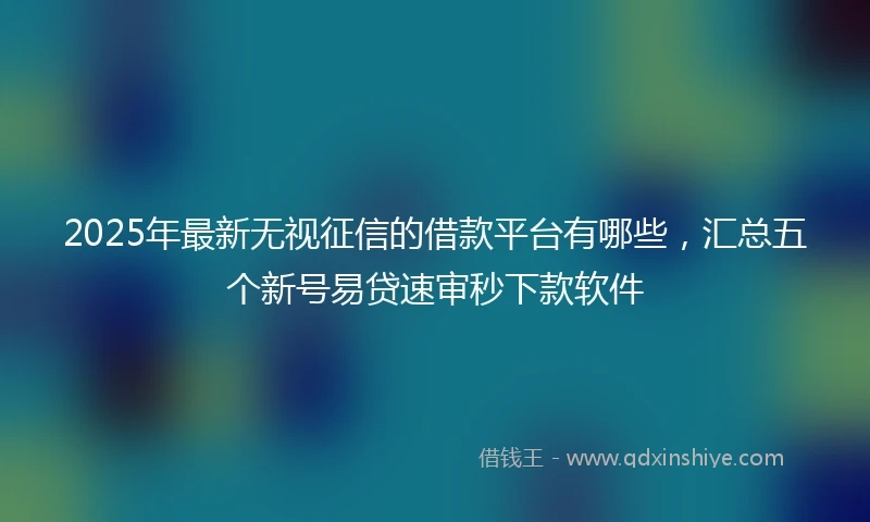 2025年最新无视征信的借款平台有哪些，汇总五个新号易贷速审秒下款软件