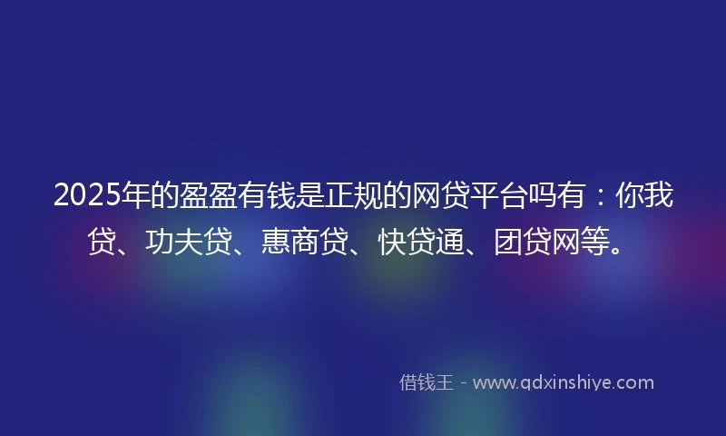 2025年的盈盈有钱是正规的网贷平台吗有：你我贷、功夫贷、惠商贷、快贷通、团贷网等。