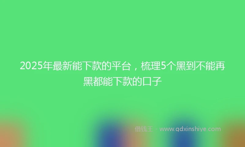2025年最新能下款的平台，梳理5个黑到不能再黑都能下款的口子