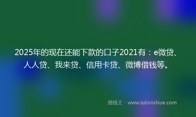 2025年的现在还能下款的口子2021有：e微贷、人人贷、我来贷、信用卡贷、微博借钱等。