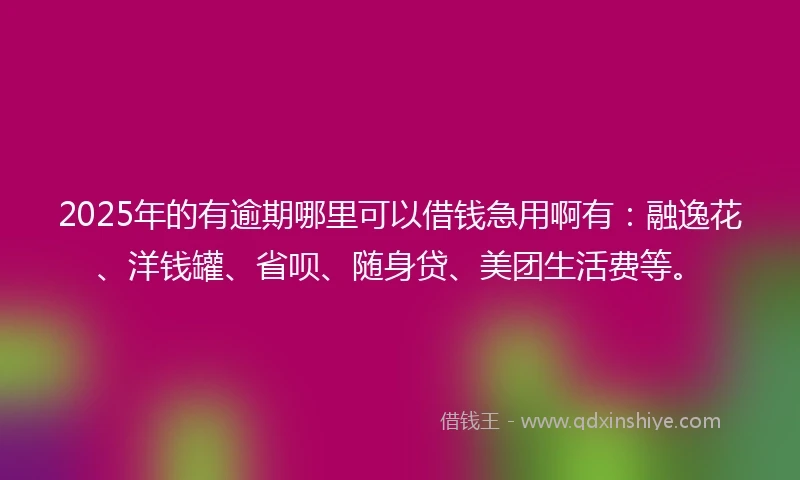 2025年的有逾期哪里可以借钱急用啊有：融逸花、洋钱罐、省呗、随身贷、美团生活费等。