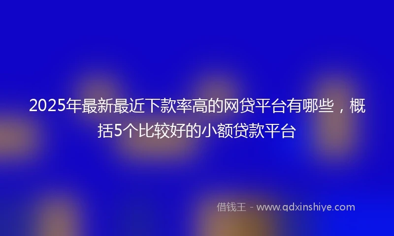 2025年最新最近下款率高的网贷平台有哪些，概括5个比较好的小额贷款平台
