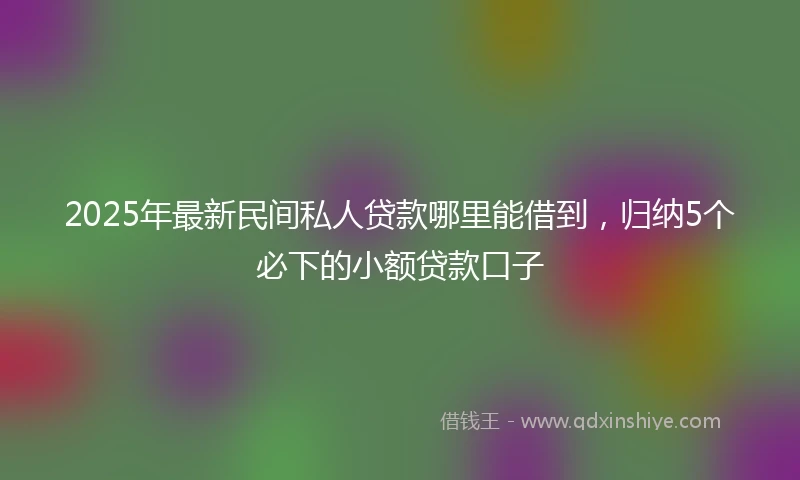 2025年最新民间私人贷款哪里能借到，归纳5个必下的小额贷款口子