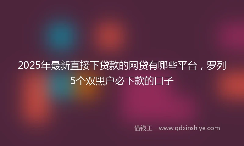 2025年最新直接下贷款的网贷有哪些平台，罗列5个双黑户必下款的口子